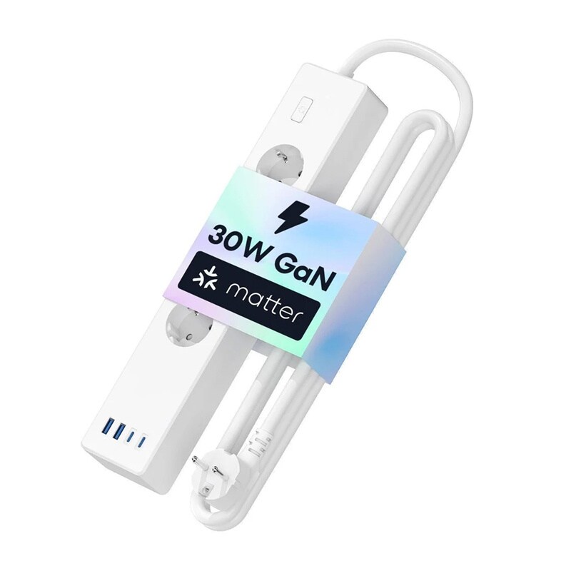 Meross MSP844(EU) smart strømskinne til hurtig opladning, 4 udtag + 2x USB-A + 2x USB-C (Matter)