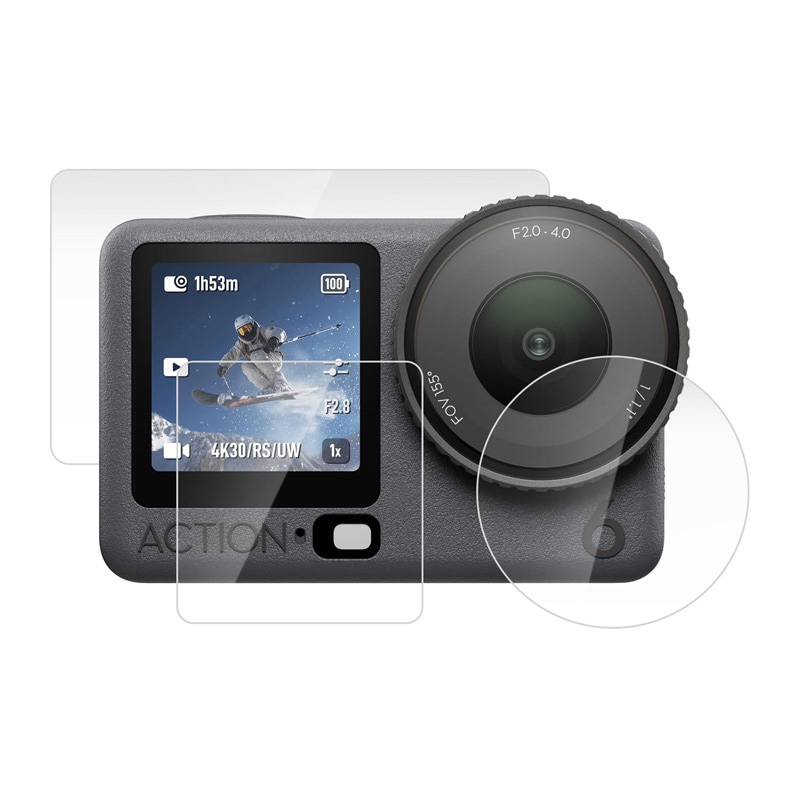 Puluz sæt hærdet glas til DJI Osmo Action 6 (3 stk.).
