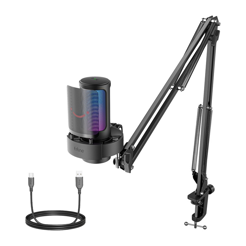 Fifine A8T kondensatormikrofon med håndtag (sort)
