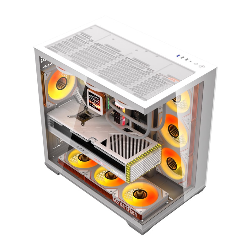 DarkFlash C280 computerkabinet (hvid) + 7 blæsere