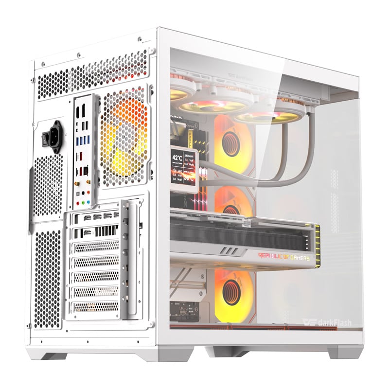 DarkFlash C280 computerkabinet (hvid) + 7 blæsere