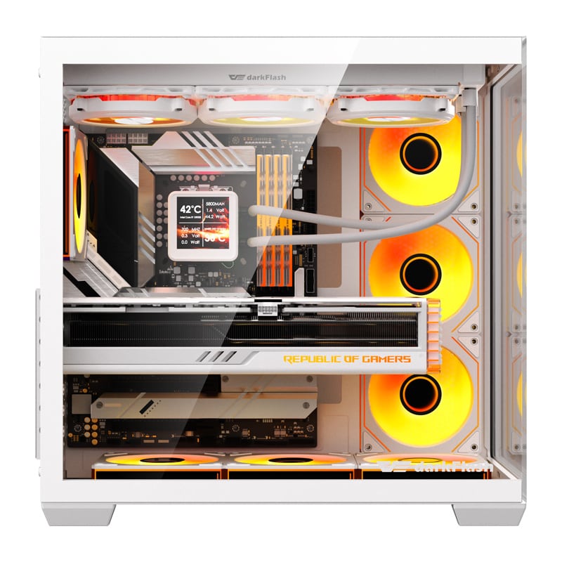 DarkFlash C280 computerkabinet (hvid) + 7 blæsere