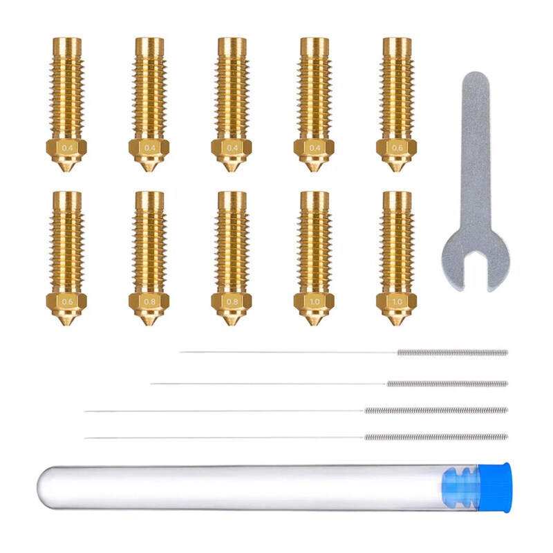 ELEGOO Neptune 4 Plus / 4 Max messingdysesæt (0,4 mm x4, 0,6 mm x2, 0,8 mm x2, 1,0 mm x2)