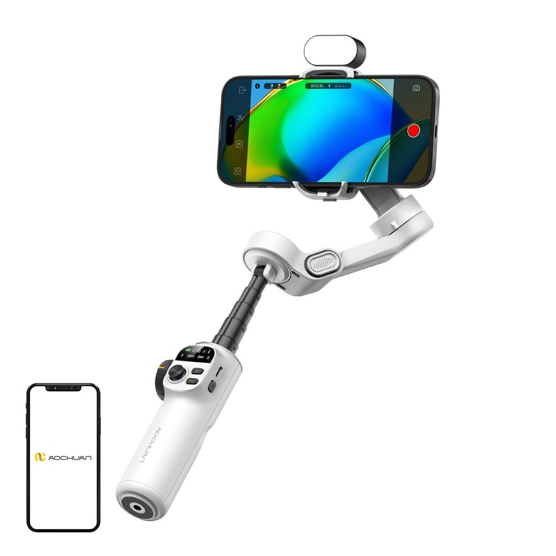 AOCHUAN X2 Gimbal med RGB-belysning (hvid)