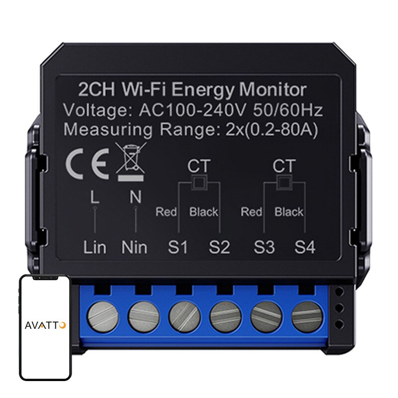 Avatto WiFi WPM16-2 smart tovejs-energimåler
