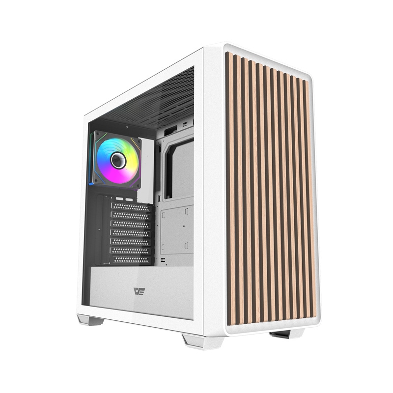 Darkflash DS900WD ATX-computerkabinet (hvid) + 4 blæsere