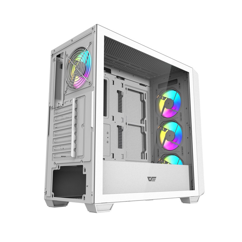 Darkflash DS900WD ATX-computerkabinet (hvid) + 4 blæsere