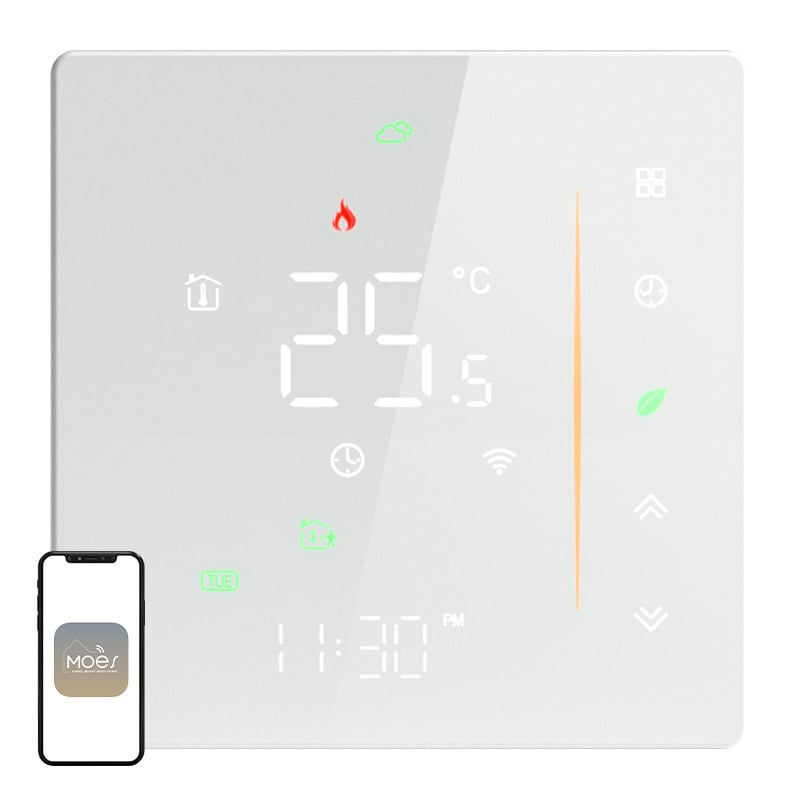 MOES WHT-006-GB-WH Wi-Fi-termostat til elvarme (hvid)