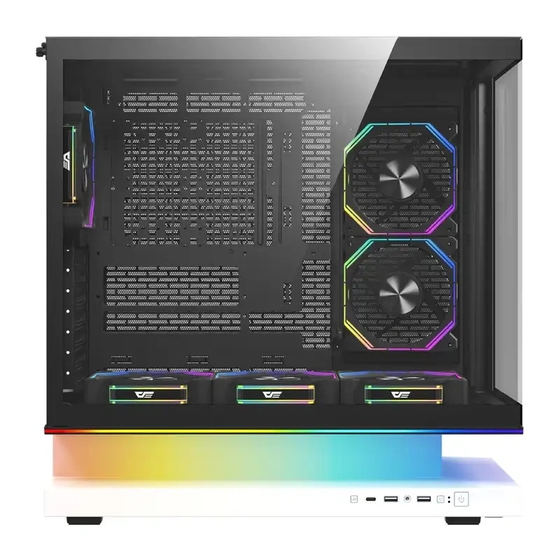 DarkFlash F1 ATX-computerkabinet + 6 blæsere (hvid)