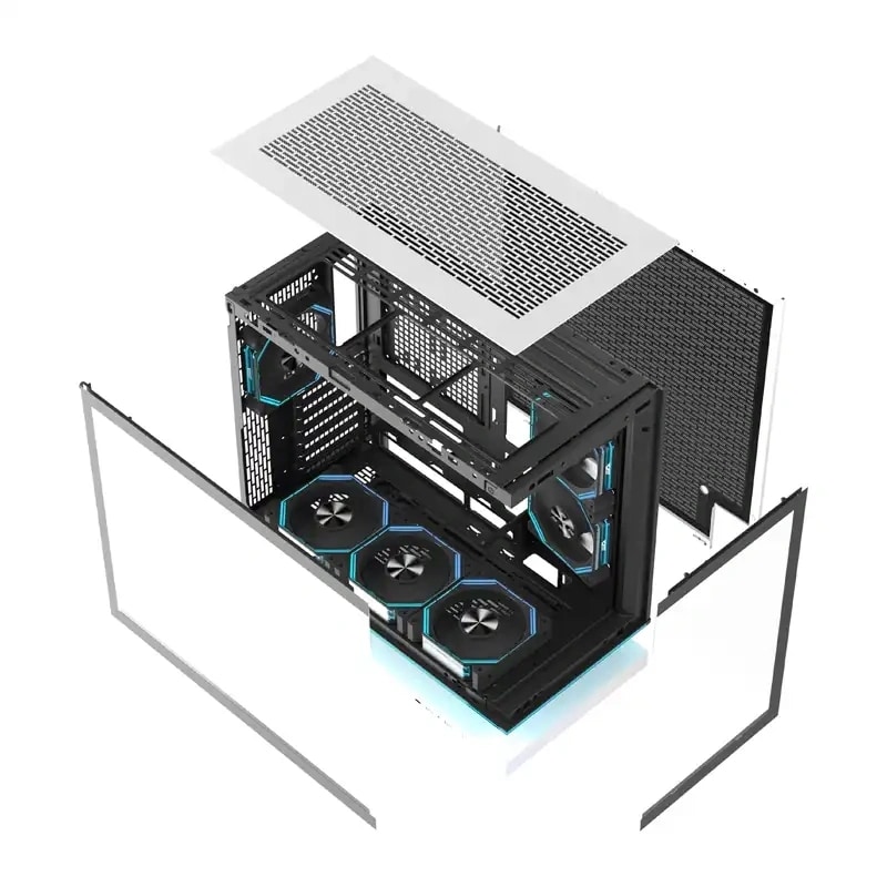 DarkFlash F1 ATX-computerkabinet + 6 blæsere (hvid)