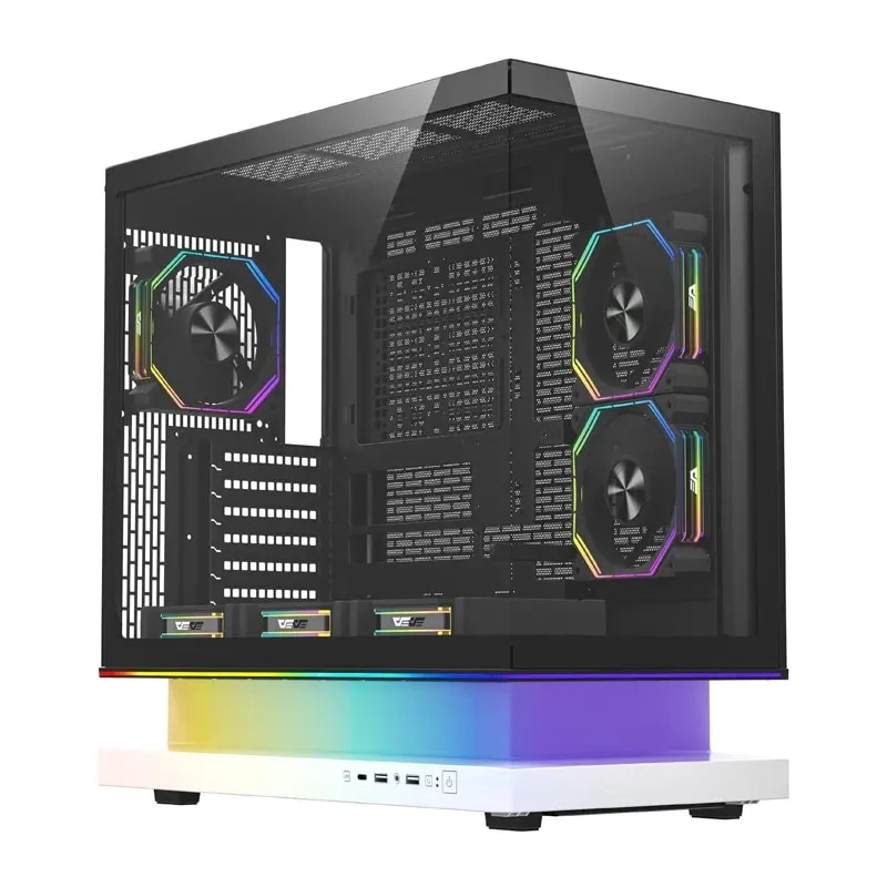 DarkFlash F1 ATX-computerkabinet + 6 blæsere (hvid)